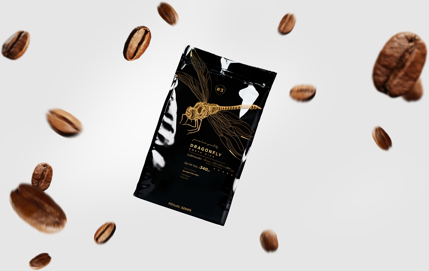 大自然的奇跡，蜻蜓主題的咖啡品牌包裝設計